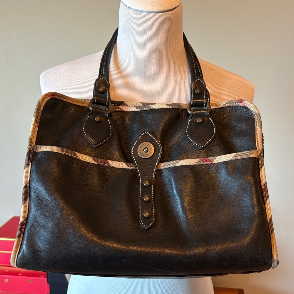 Burberry Check Black and Tan Tote Bag